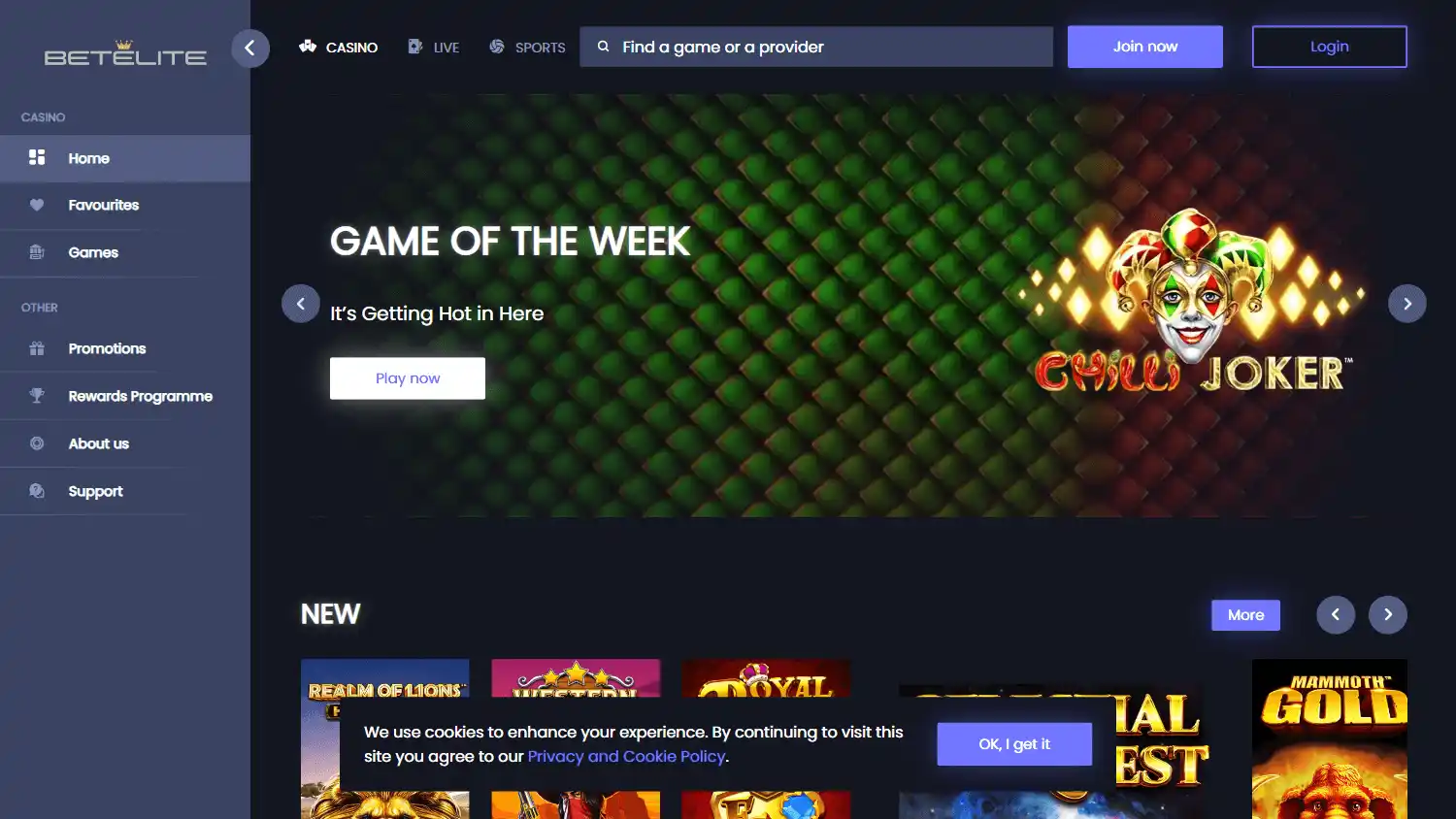 BetElite Casino screenshot 1