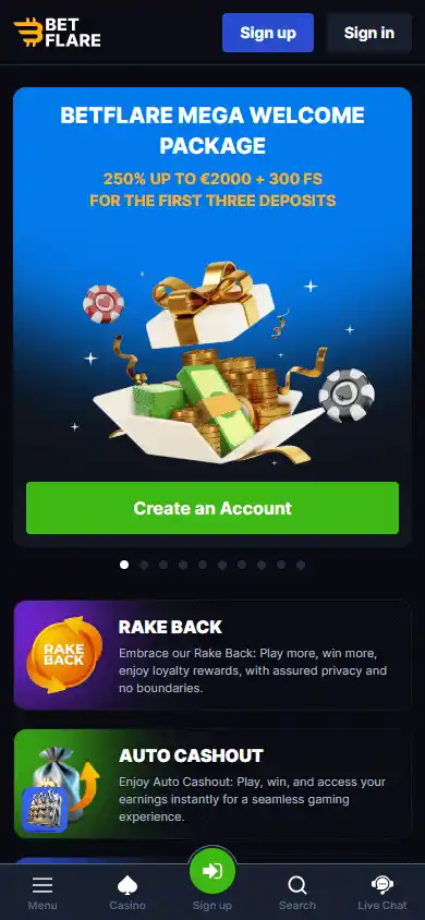 Betflare Casino screenshot 4