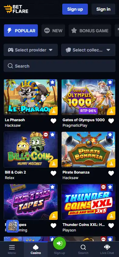 Betflare Casino screenshot 5
