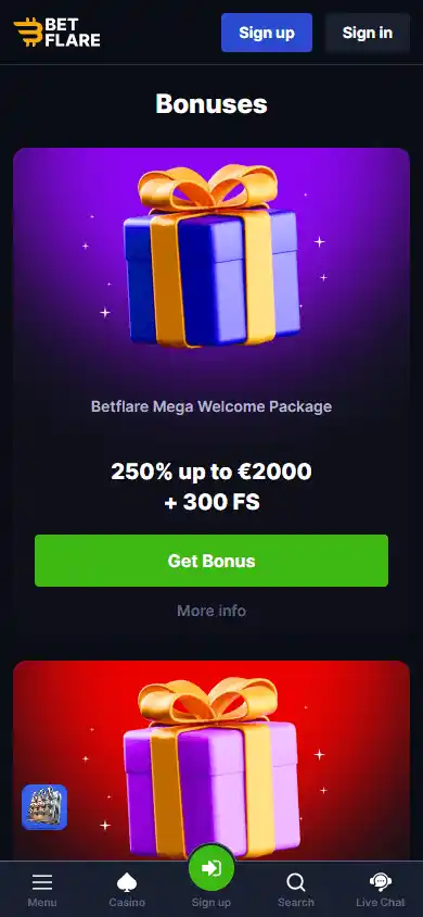 Betflare Casino screenshot 6