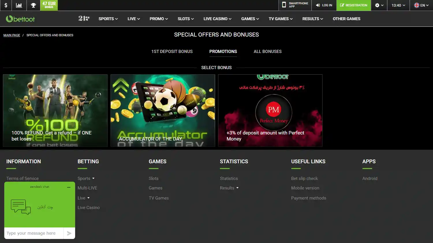 Betfoot Casino screenshot 3