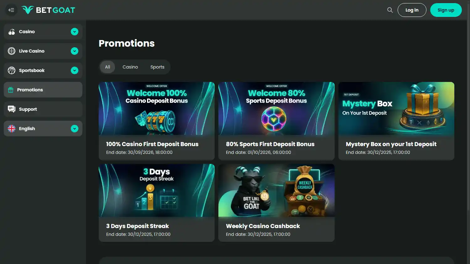 Betgoat Casino screenshot 1