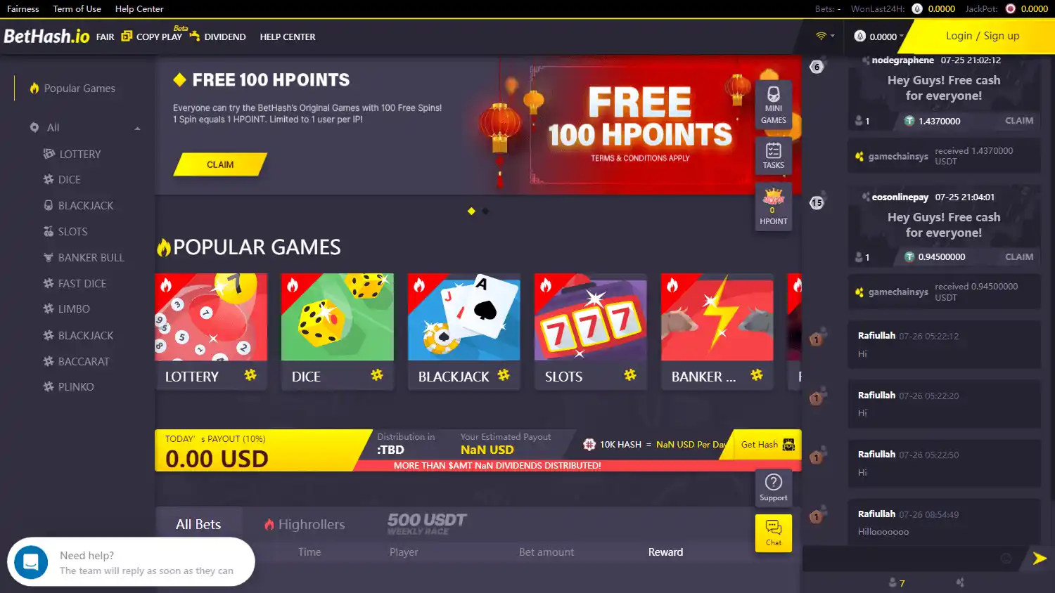 BetHash.io Casino screenshot 2