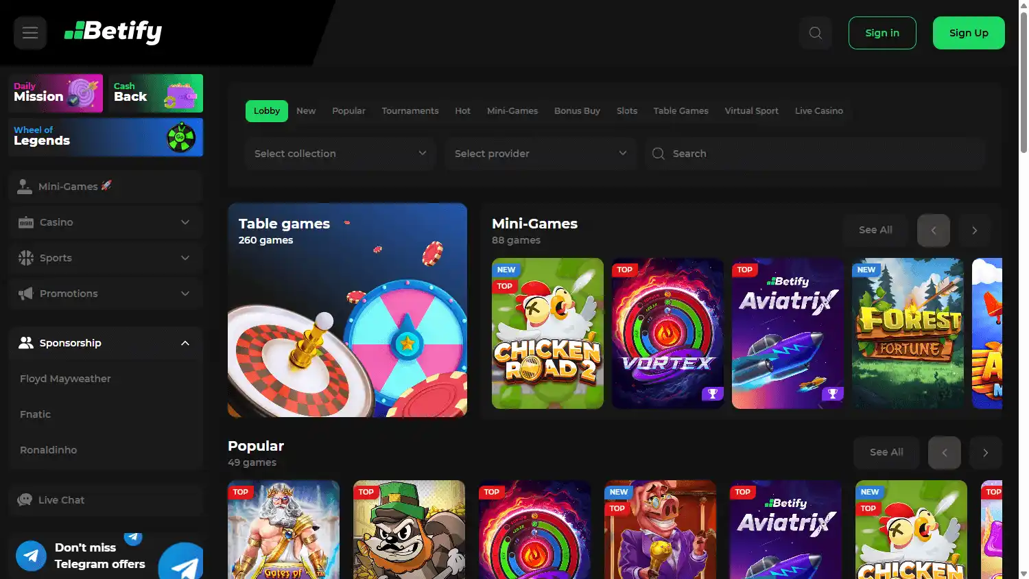 Betify Casino screenshot 2