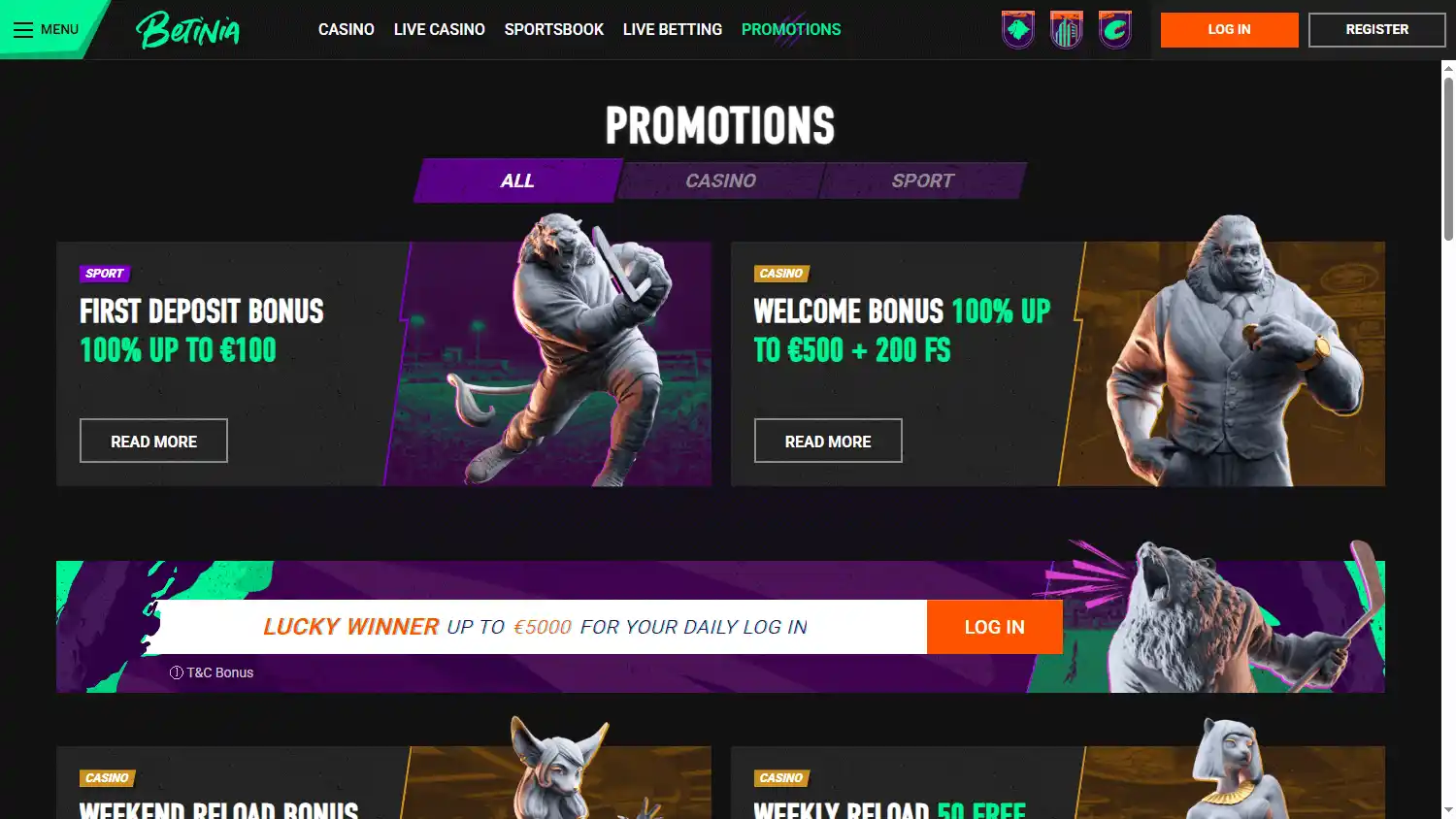 Betinia Casino DK screenshot 4