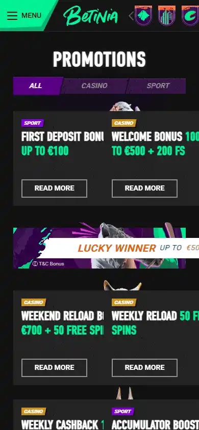 Betinia Casino SE screenshot 7