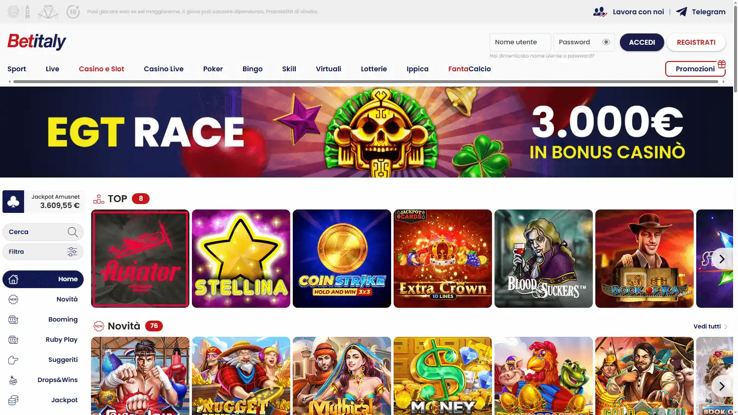 Betitaly Casino screenshot 2