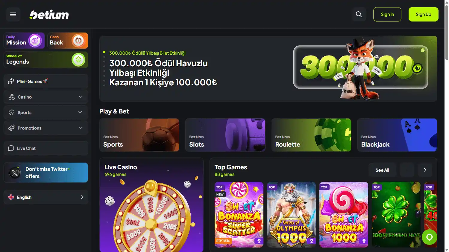 Betium Casino screenshot 1