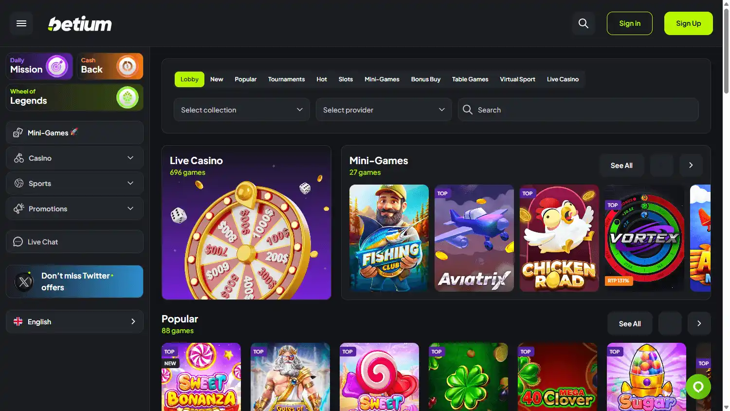 Betium Casino screenshot 2