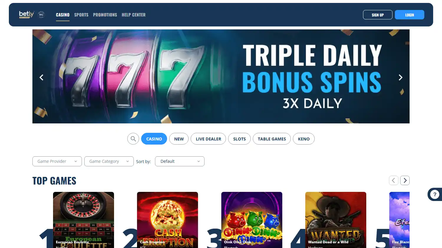 Betly Casino screenshot 1