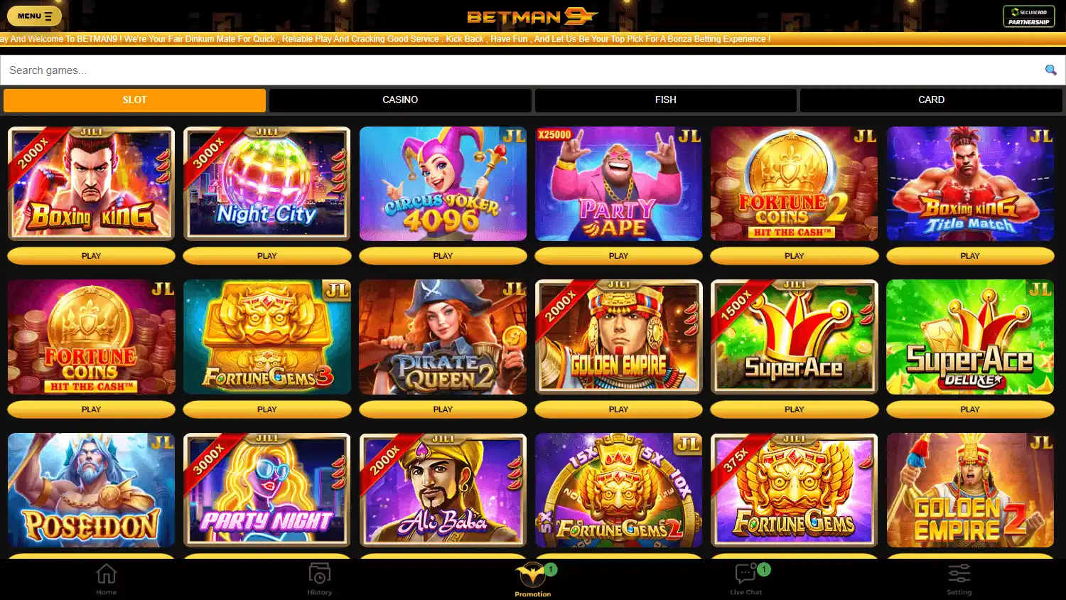 Betman9 Casino screenshot 2