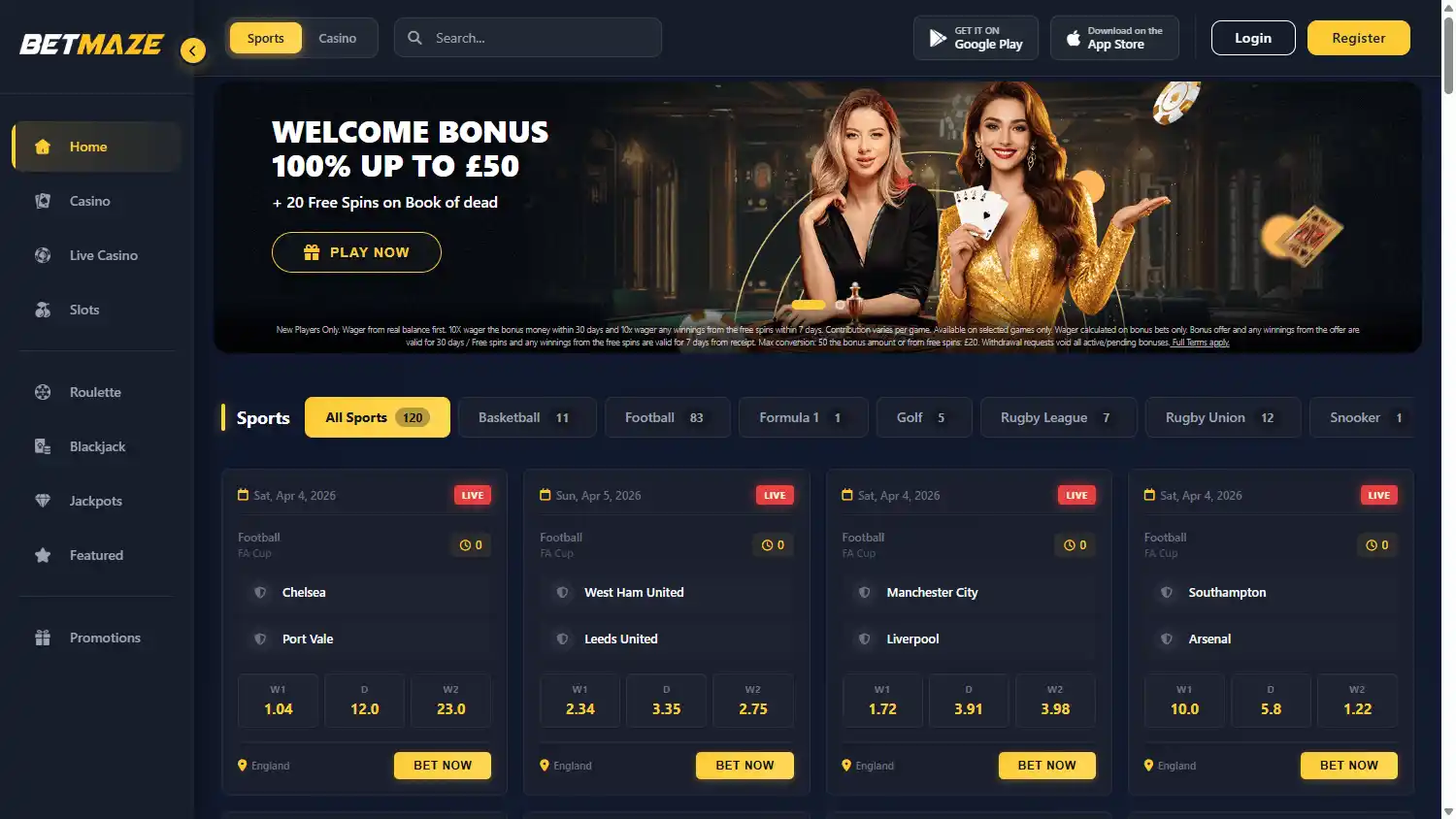 BETMAZE Casino screenshot 1