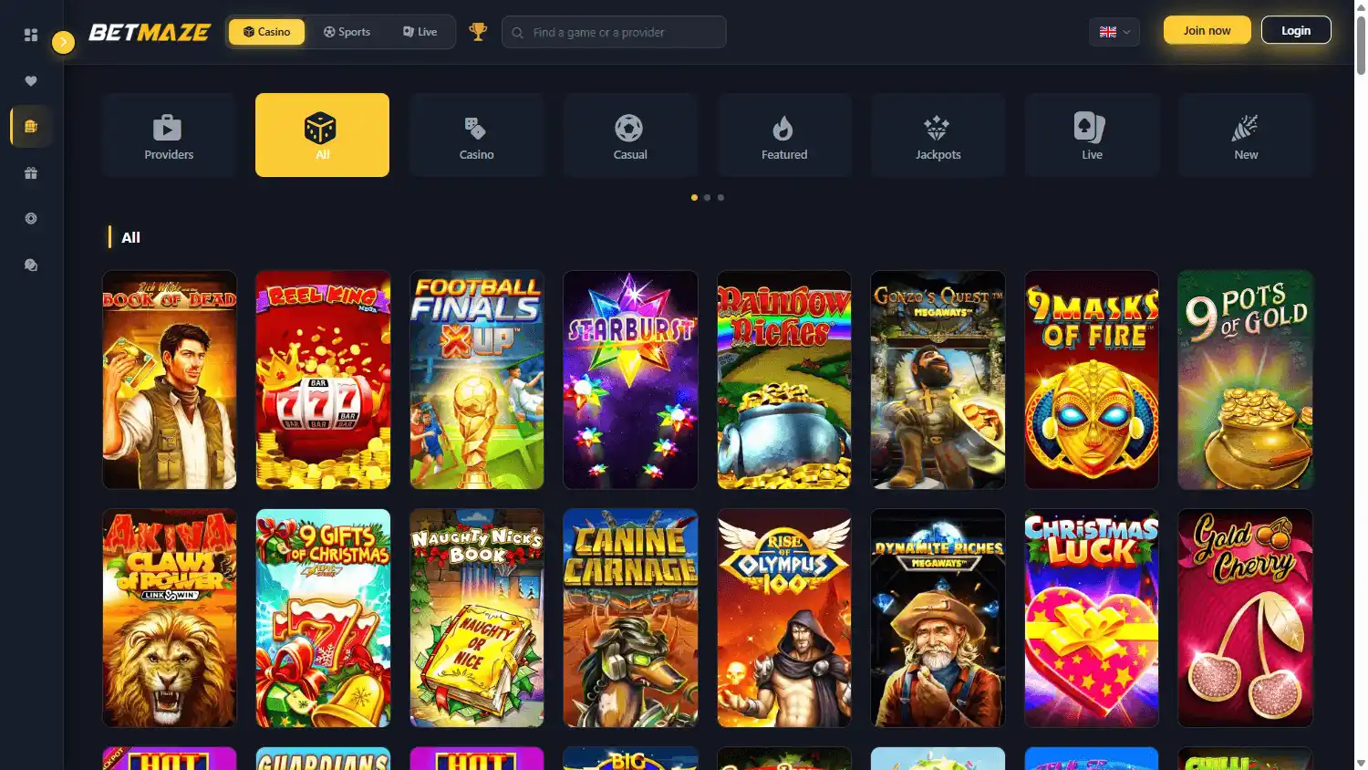 BETMAZE Casino screenshot 2