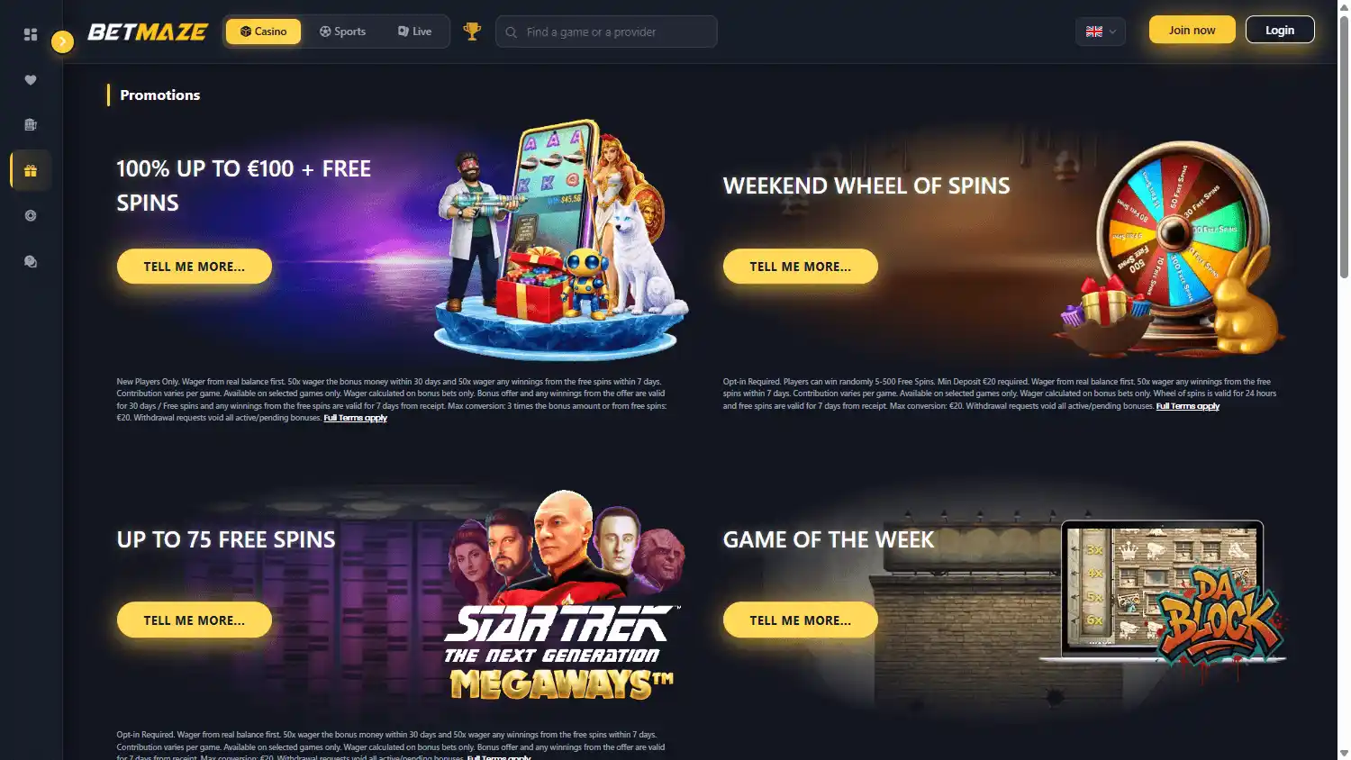 BETMAZE Casino screenshot 3