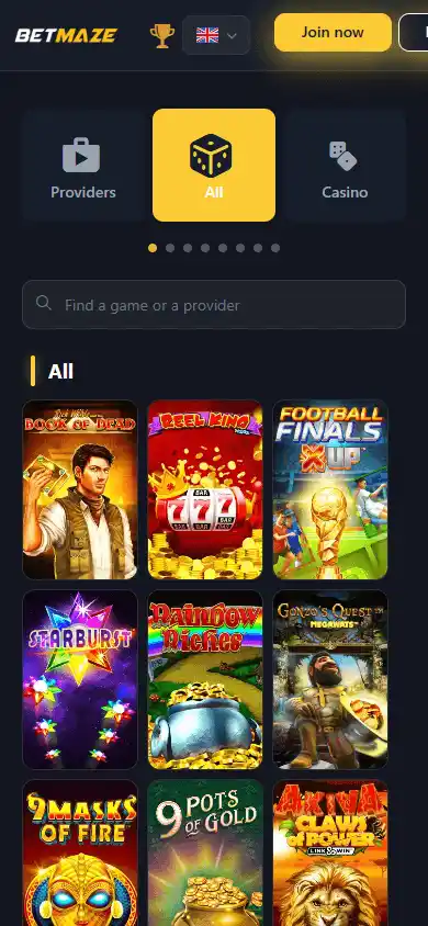 BETMAZE Casino screenshot 5