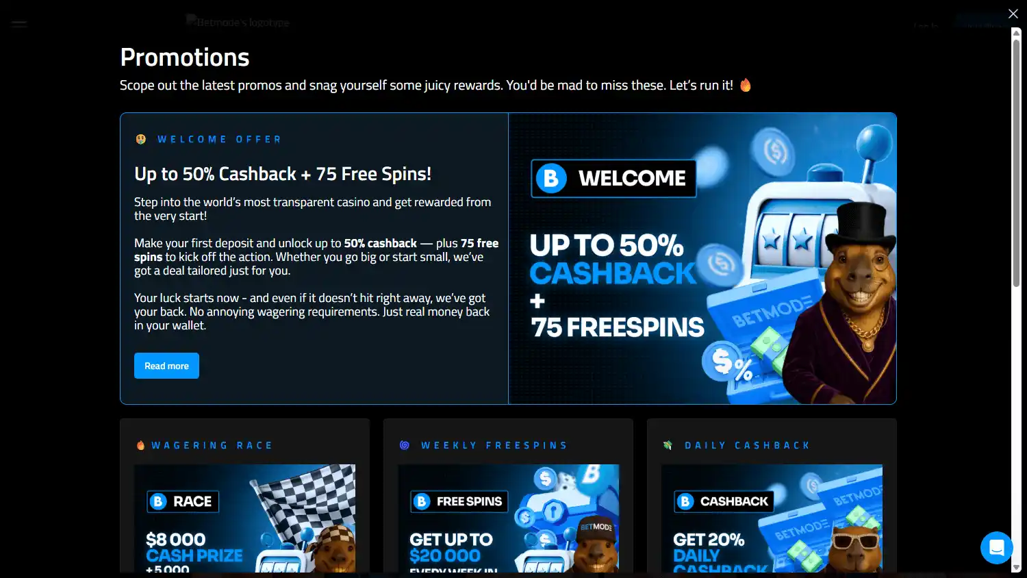 Betmode.io Casino screenshot 3