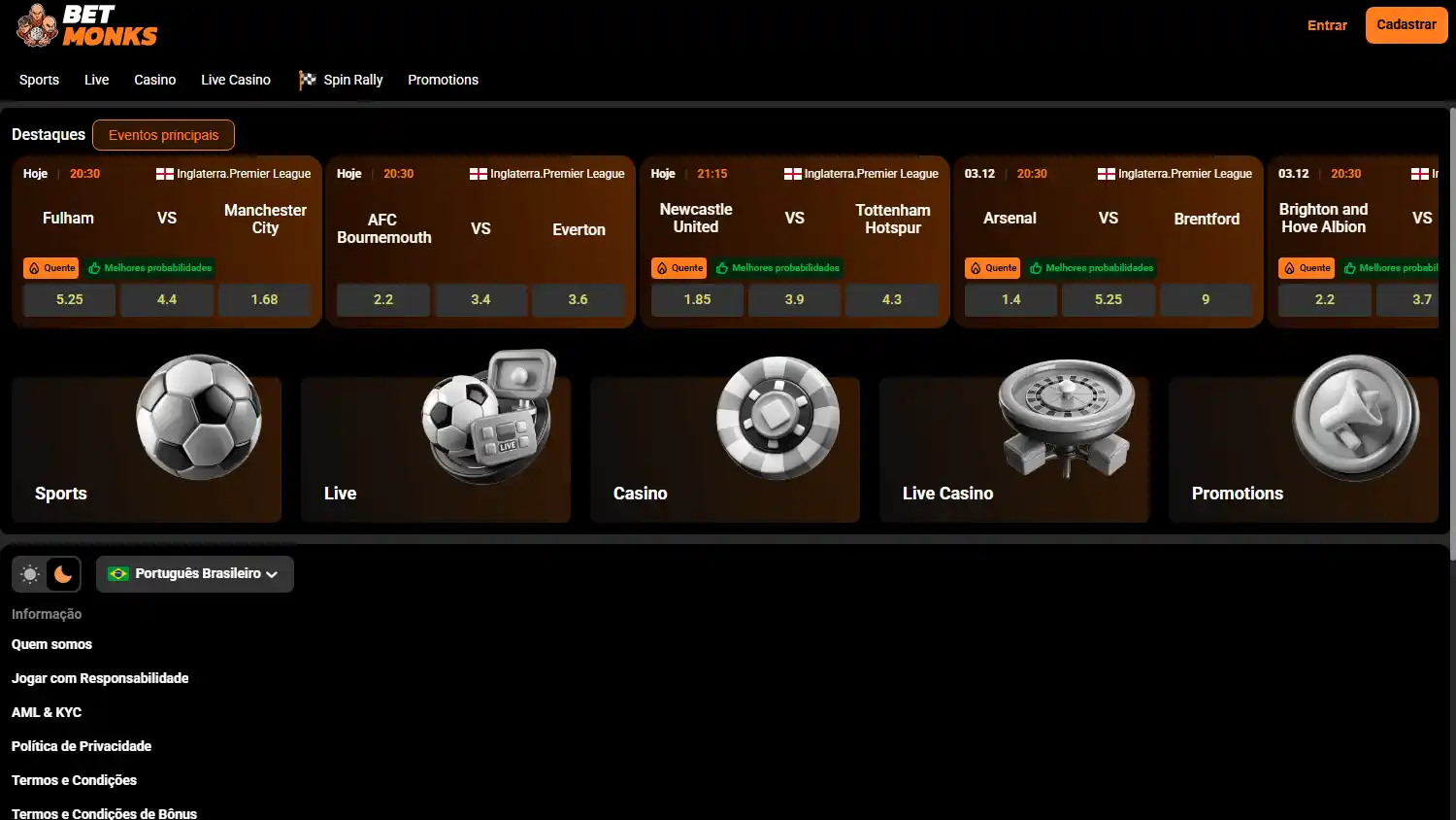 Betmonks Casino screenshot 1