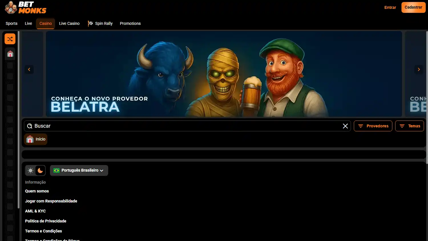 Betmonks Casino screenshot 2
