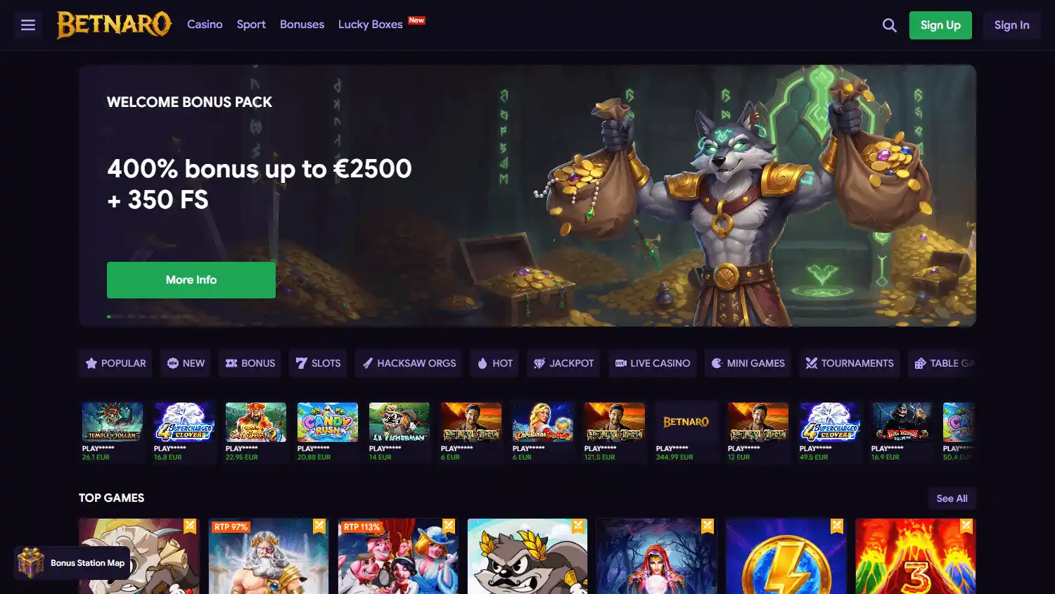 Betnaro Casino screenshot 1
