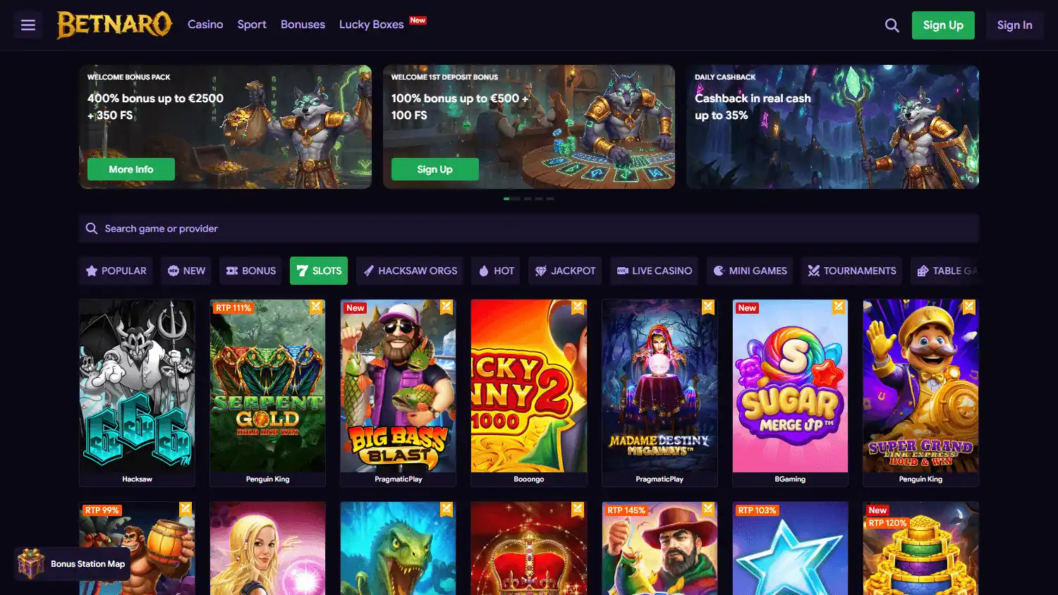 Betnaro Casino screenshot 2