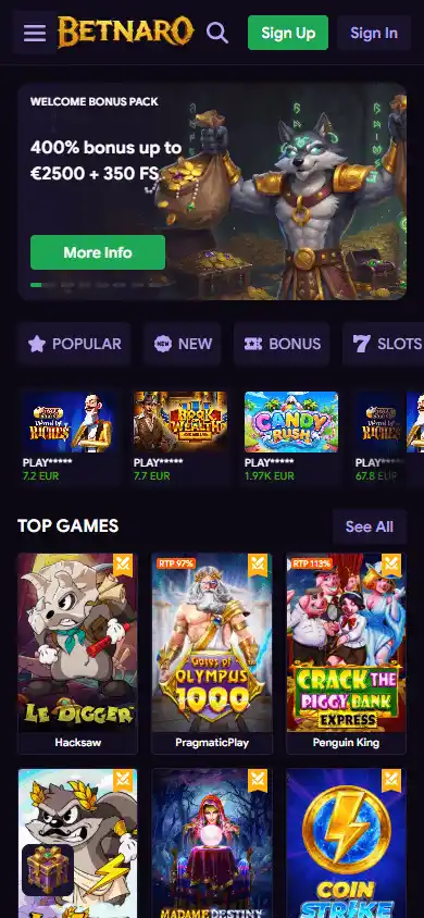 Betnaro Casino screenshot 4