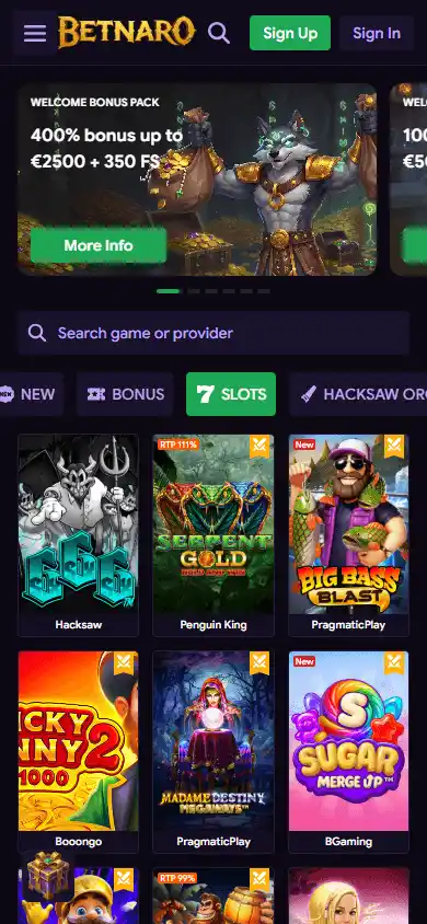 Betnaro Casino screenshot 5