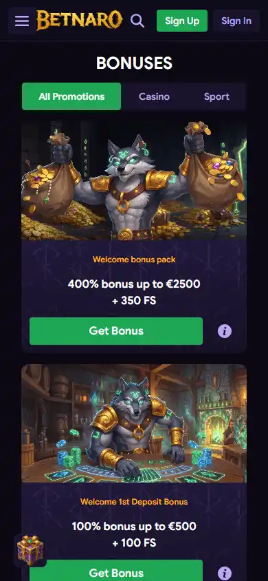 Betnaro Casino screenshot 6