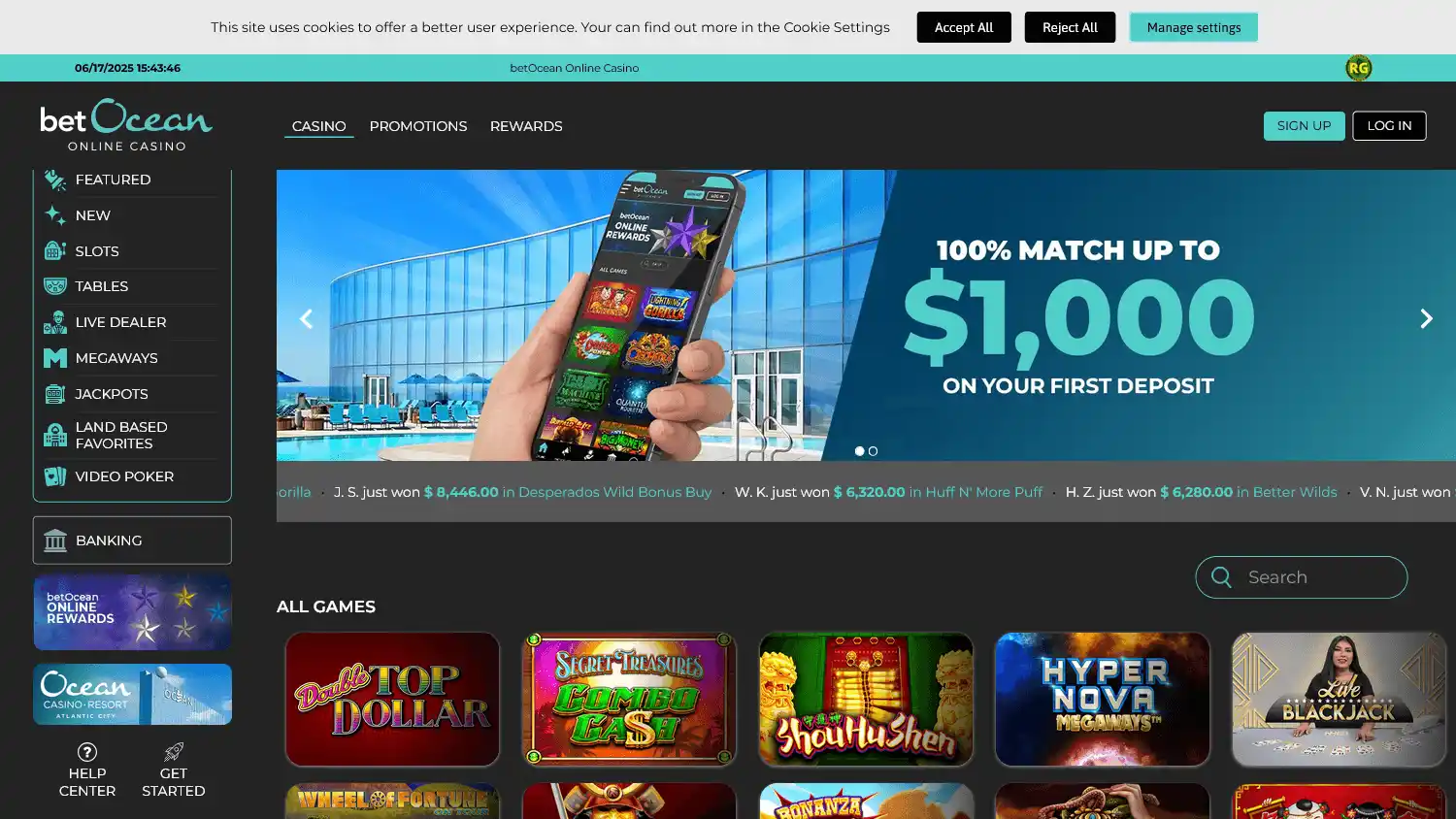 betOcean Online Casino screenshot 1