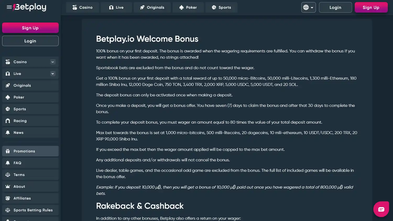 Betplay.io Casino screenshot 2