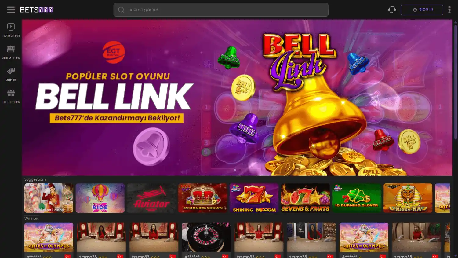 Bets777 Casino screenshot 1