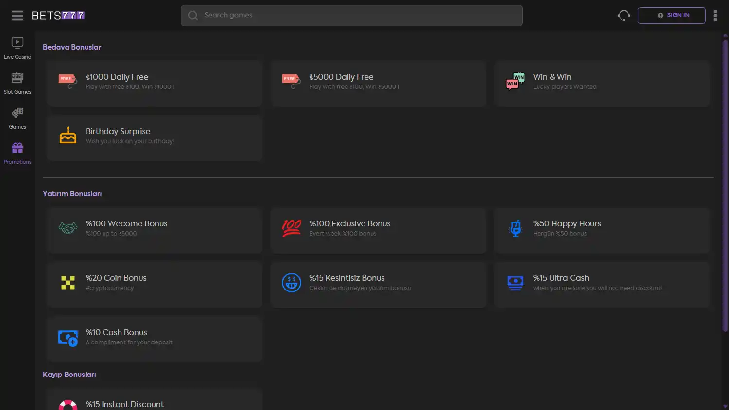 Bets777 Casino screenshot 3