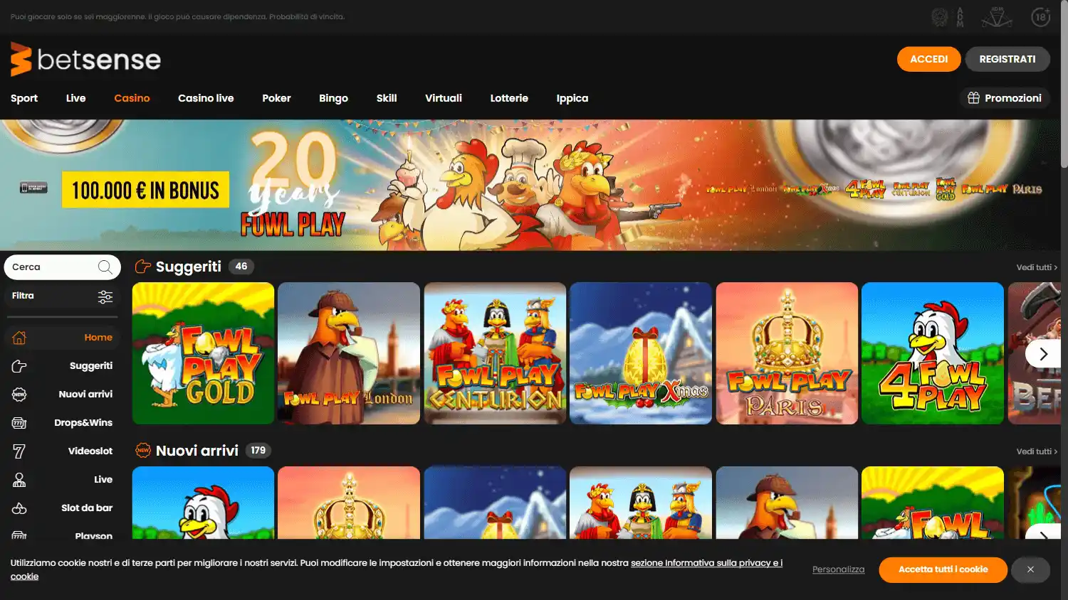 Betsense Casino screenshot 1
