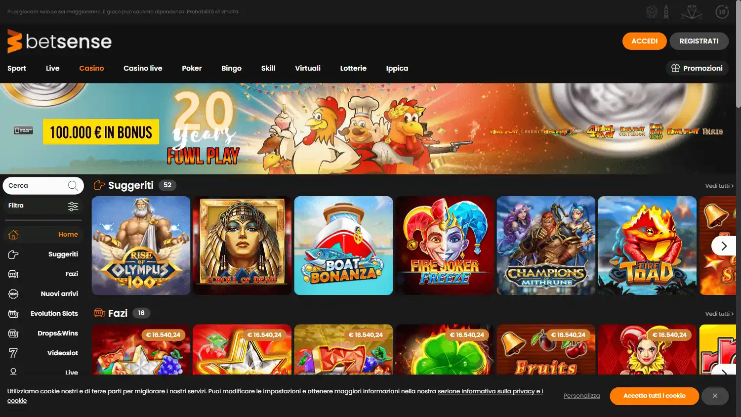 Betsense Casino screenshot 2