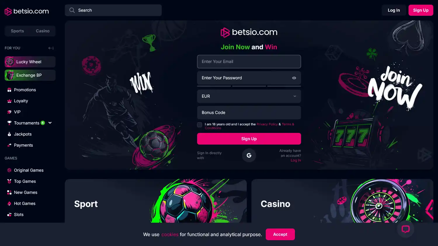 Betsio Casino screenshot 1