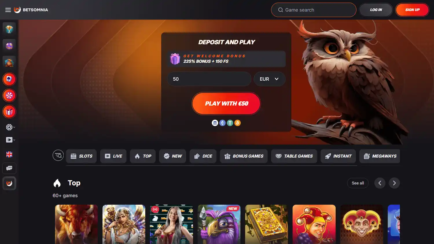 Betsomnia Casino screenshot 1