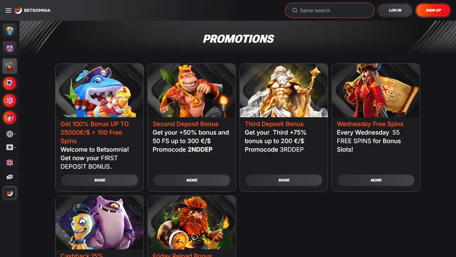 Betsomnia Casino screenshot 3