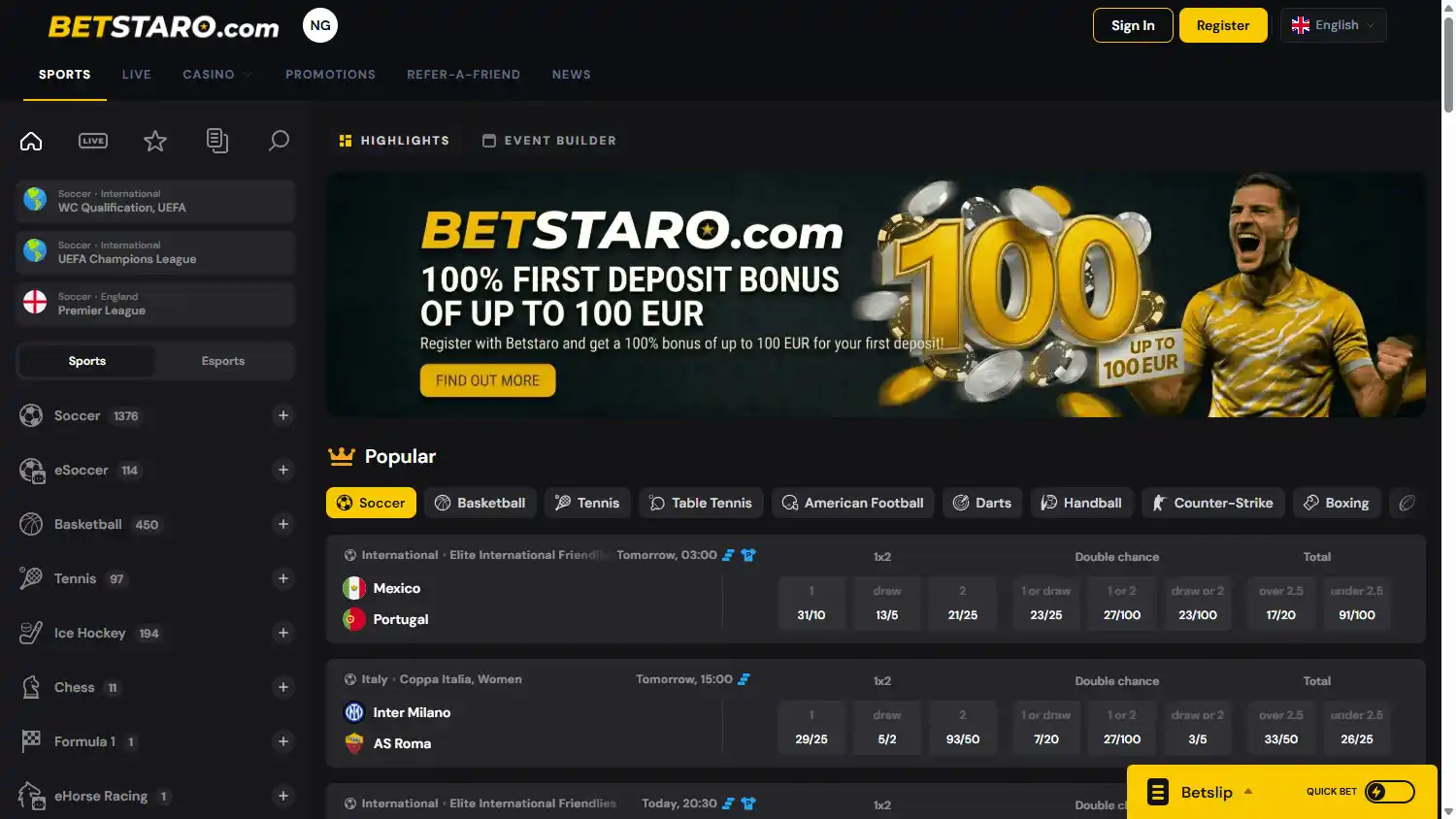 Betstaro Casino screenshot 1