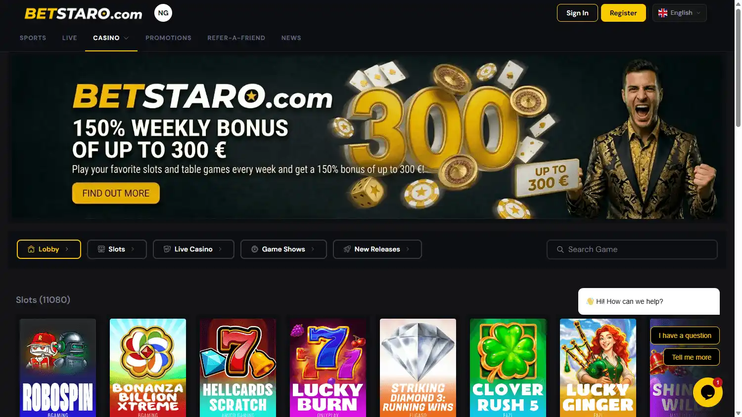 Betstaro Casino screenshot 2