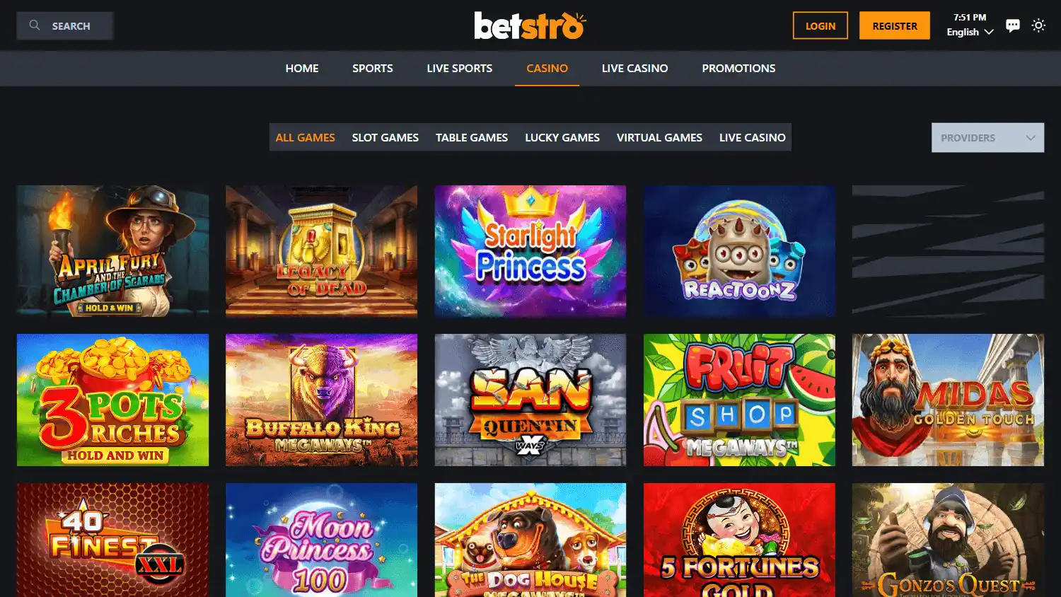 Betstro Casino screenshot 1