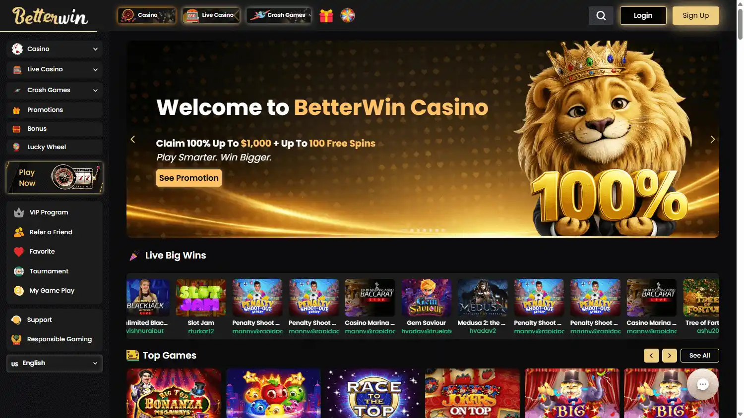 BetterWin Casino screenshot 1