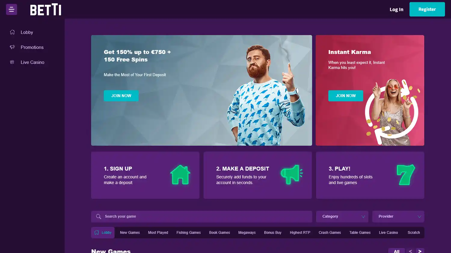 Betti Casino screenshot 1
