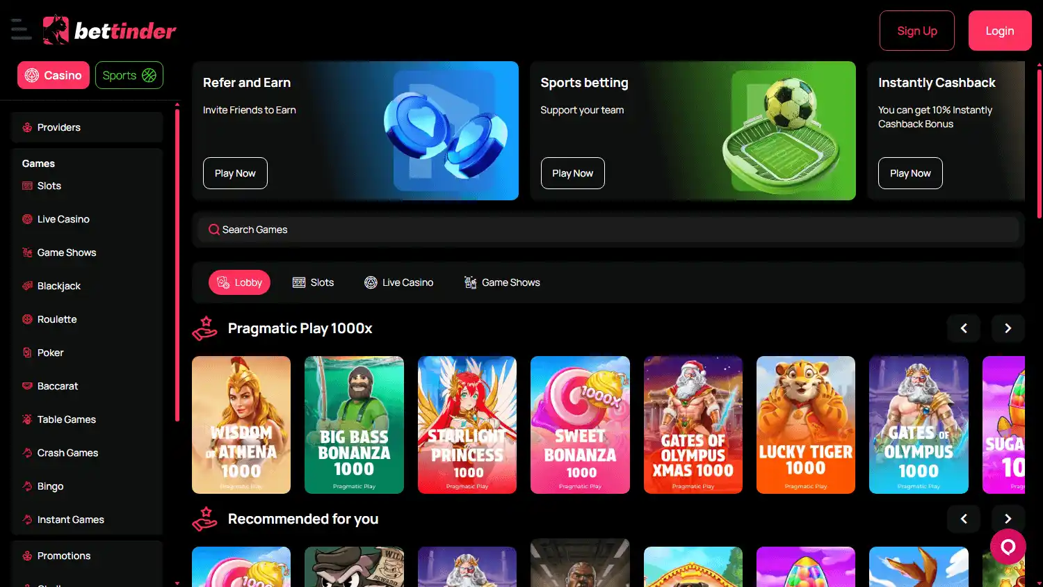 Bettinder Casino screenshot 2