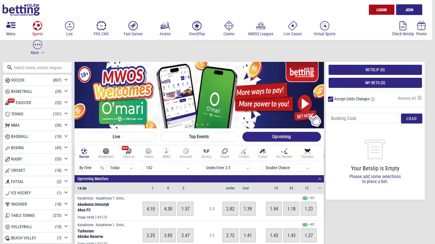 Betting.co.zw Casino screenshot 1