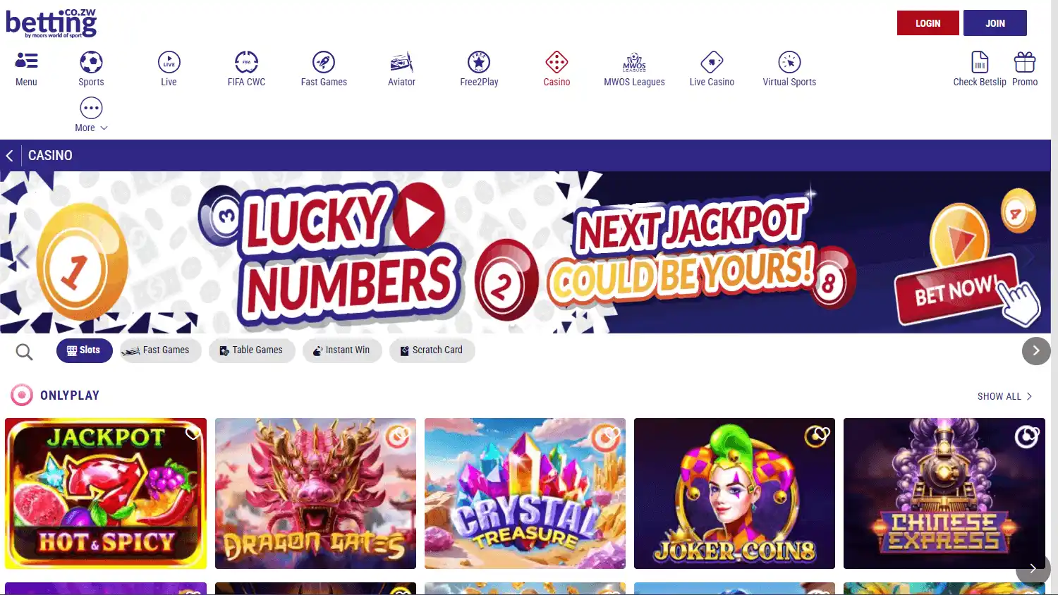 Betting.co.zw Casino screenshot 2