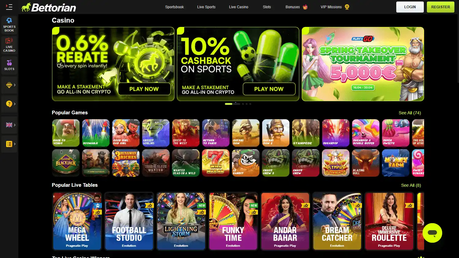 Bettorian Casino screenshot 2