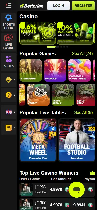 Bettorian Casino screenshot 5