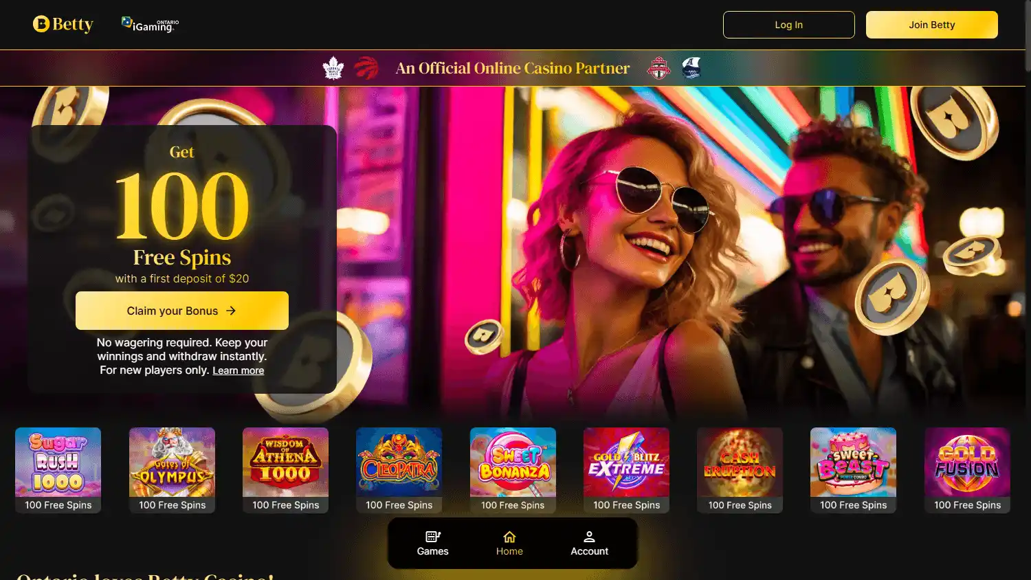 Betty Casino Ontario screenshot 1
