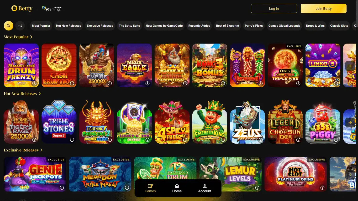 Betty Casino Ontario screenshot 2