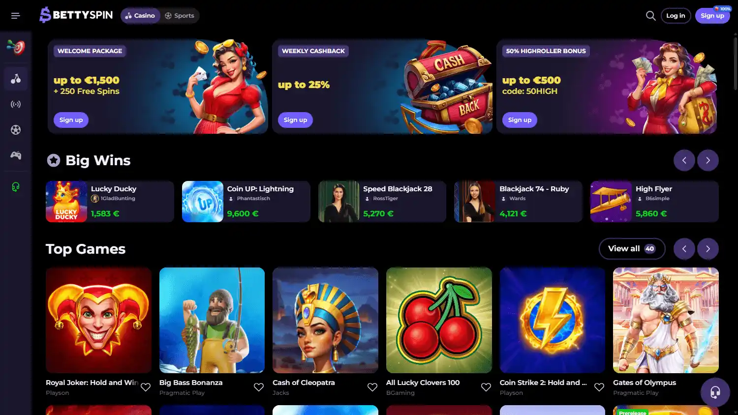 Bettyspin Casino screenshot 1