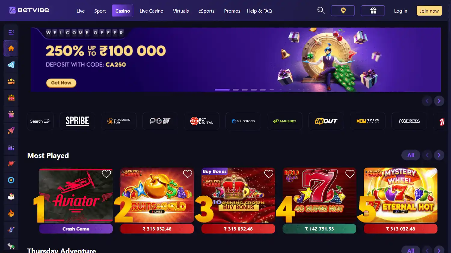 BETVIBE Casino screenshot 2